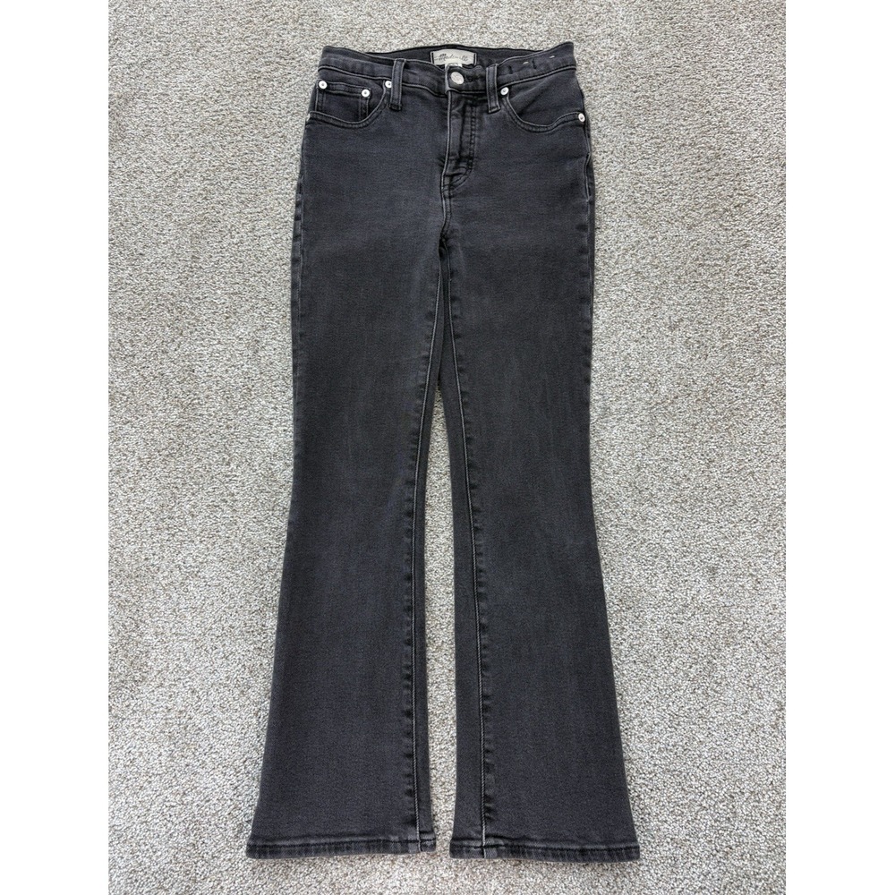 Madewell Mid-Rise Kick Out Jeans Women's Sz 23 Charcoal Gray Ankle Flare Stretch
